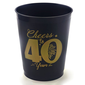Acclamations à <span class=keywords><strong>40</strong></span> <span class=keywords><strong>ans</strong></span> 12OZ tasse de fête en plastique noir et or stade verres à liqueur 40e anniversaire décoration hommes et femmes anniversaire - Product Image 3