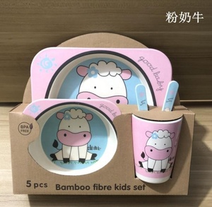 Service de table pour bébé et enfant, motif animal mignon, fibre de <span class=keywords><strong>bambou</strong></span>, <span class=keywords><strong>vaisselle</strong></span> pour enfants - Product Image 3