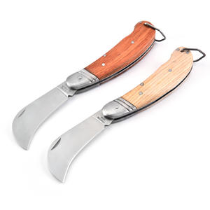 Couteau de greffage pliant Hawkbill avec manche en bois, outil de taille professionnel en acier inoxydable pour le jardin et l'extérieur - Product Image 2