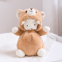 Belle poupée animale douce peluche mouton/loup/grenouille/cochon/canard/ours/lapin jouets en peluche avec chapeau