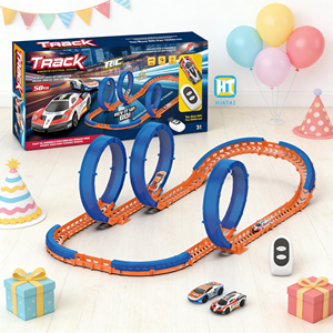 Ensemble de voitures de course télécommandées électriques HTL à grande vitesse avec double piste, jeu de combat de voitures RC pour enfants - Product Image 4