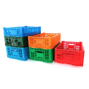 Vegetables Stackable Turnover Collapsible Storage Plastic Moving Foldable Crates Products For Transport