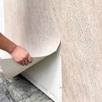 Grande dalle souple en travertin tissé de chanvre pour décoration murale extérieure moderne, panneau souple en argile pour villa, brique MCM, feuille naturelle imperméable