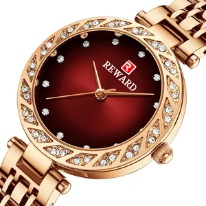 奖励定制品牌奢华不锈钢表带女女士石英表2021热销时尚女精工movt腕表