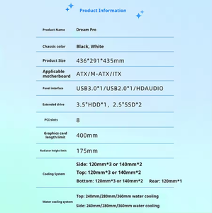 Gamer-x thiết kế mới thép PC CPU Tủ trường hợp đầy đủ tháp MicroATX ITX khung gầm bên Bảng điều khiển cửa sổ chơi game máy tính cung cấp điện - Product Image 6