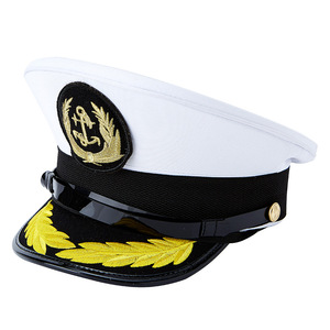 Casquette <span class=keywords><strong>de</strong></span> sécurité <span class=keywords><strong>de</strong></span> <span class=keywords><strong>marin</strong></span> blanche avec logo <span class=keywords><strong>de</strong></span> broderie en coton pour scènes <span class=keywords><strong>de</strong></span> plage décontractées - Product Image 1
