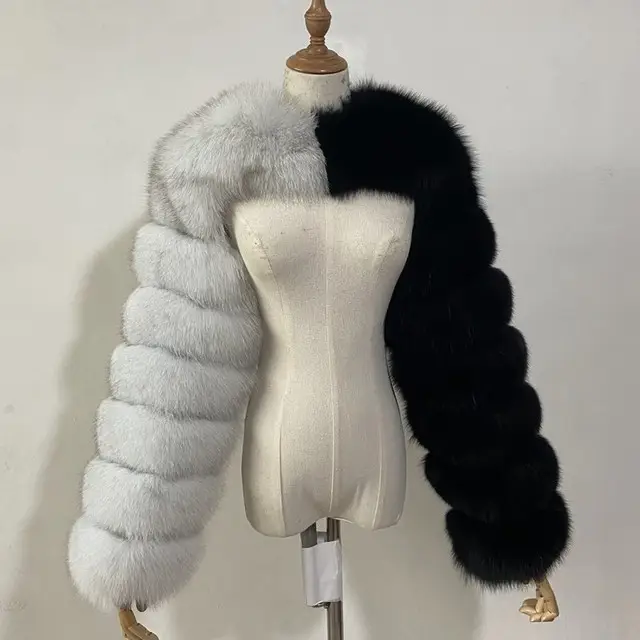 Chaqueta corta de piel sintética para mujer, abrigo de piel de zorro de Color y tamaño personalizado para invierno