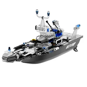 V109 Construction 2 IN 1 Building Blocks Kit Toy Ocean Military Battleship Electric RC Remote Control Boat