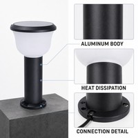 Lampe solaire de jardin 260LM LED 5W, corps en aluminium givré, IP65, lumière blanche chaude, montage en surface, pour allée, cour, patio