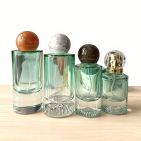 Flacon de parfum en verre vide de luxe noir 30ml 50ml avec bouchon couronne, sérigraphie personnalisée, rayures verticales