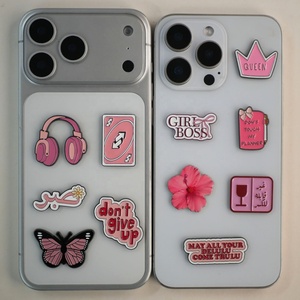 Pegatinas para Teléfono de Zinc y Hierro con Esmalte Rosa Árabe de Oriente Medio, con diseños de Mariposa Linda, <span class=keywords><strong>Auriculares</strong></span>, Frases Inspiradoras, Girl Boss, Corona de Reina y Arte Folclórico - Product Image 1