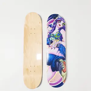 Pro Skateboard Hersteller OEM Custom Blank 7ply volles kanadisches Ahorn Skateboard Deck mit gedruckten Kunstwerken