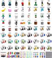 Ensemble de blocs de construction Pixel Sandbox : Personnages, animaux, armes – Jeu éducatif DIY pour créer des scènes, collectionnable, cadeau de vacances pour enfants