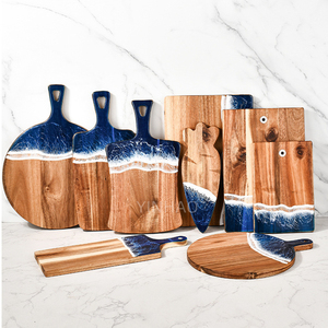 <span class=keywords><strong>Planche</strong></span> à découper en bois d'acacia personnalisée YINHAO avec poignée, <span class=keywords><strong>planche</strong></span> à charcuterie, ensemble cadeau avec couteaux à fromage en résine <span class=keywords><strong>et</strong></span> sous-verres - Product Image 6