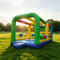 Parcours d'obstacles gonflable commercial en PVC durable, directement de l'usine, pour défis interactifs de balles en extérieur, divertissement, sport et entraînement amusant