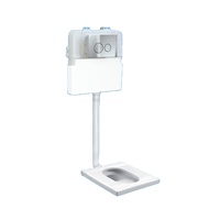 Cuvette de toilettes moderne blanche en PEHD avec réservoir encastré, double chasse, raccords écologiques, kit siphon, bouton poussoir, cuvette à la turque, réservoir dissimulé 5