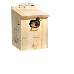 Casa de patos de madera para exteriores, nido grande para patos, nido para patos junto al lago, comedero para patos, comedero y observador de mascotas de madera maciza - Product Image 5