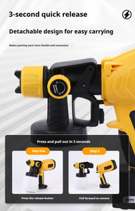 Pistolet pulvérisateur sans fil rechargeable 20V HVLP OEM, multi-mode, avec débit maximal de 60 ml/min - Product Image 4