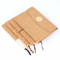 4 Estilos de Cuadernos A5 Personalizados Promocionales de Corcho Hechos a Mano, Cuadernos de Piel Sintética para Negocios con Encuadernación Térmica y Cierre de Banda Elástica