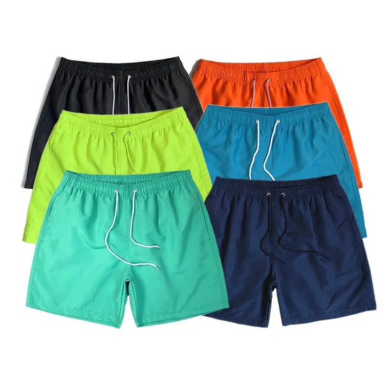 Commercio all'ingrosso Shorts da spiaggia in poliestere pantaloncini da corsa da uomo pantaloncini da bagno per uomo Logo personalizzato ricamato