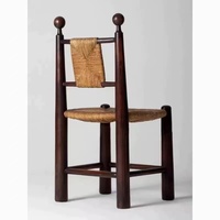 Chaise de salle à manger en rotin tressé avec structure en bois, chaise vintage en rotin naturel