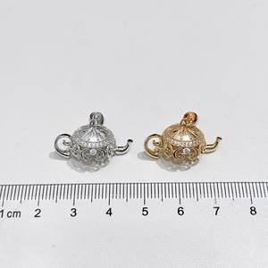 31370 Accessoires en perles DIY Pendentif en argent S925 pour femme Pendentif vide en forme de théière Pendentif tendance avec perles rondes de 12-14 mm - Product Image 4