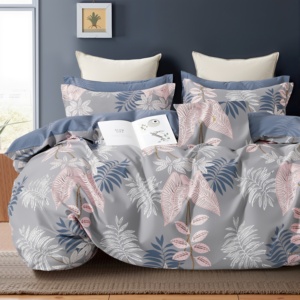 Poland Stock Botanical Nature Cotton <b>Bedding</b> <b>Set</b> <b>Grey</b> <b>Pink</b> Leaf Duvet Cover for wholesale <b>and</b> EU Dropshipping 3pcs - Product Image 5
