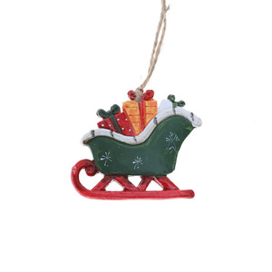 Adorno navideño de resina con forma de trineo de 6.5 cm, pintado a mano, decoración colgante para árbol - Product Image 5