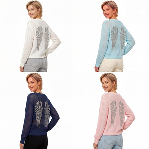 Maglione da Donna <span class=keywords><strong>con</strong></span> Intarsio a <span class=keywords><strong>Ali</strong></span>, Maniche Lunghe e Collo Rotondo - Product Image 6