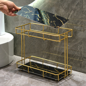 Bathroom <b>Storage</b> Rack 2 Tier Metal Cosmetic Organizer Freestanding Countertop Shelf For Skincare Products And <b>Toiletries</b> - Product Image 2
