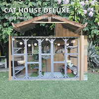 Maison pour chat en bois pour extérieur Fermeture à bouton de toit étanche et écologique Plates-formes de repos pour petits animaux Ponts Inspiré des animaux