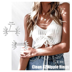 Set di 5 Paia di Anelli per Capezzoli in Acciaio Chirurgico 316L con Zirconi Trasparenti, <span class=keywords><strong>Gioielli</strong></span> per <span class=keywords><strong>Piercing</strong></span> ai Capezzoli da Donna, 14G, Regalo di <span class=keywords><strong>Gioielli</strong></span> per Capezzoli in Oro - Product Image 3