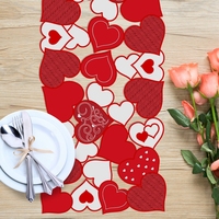 OWENIE – chemin de table brodé pour la saint-valentin, nappe rouge en forme d'amour, décoration de la maison