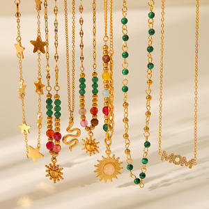 Ensemble de bijoux collier et bracelet en acier inoxydable plaqué or 18 carats de style français, mode rétro pour femmes, cadeau naturel - Product Image 2