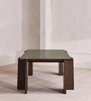 Ensemble de salle à manger de luxe personnalisé en chêne massif, table rectangulaire en placage de bois de burl et chaises à accoudoirs incurvés en velours pour la salle à manger à domicile