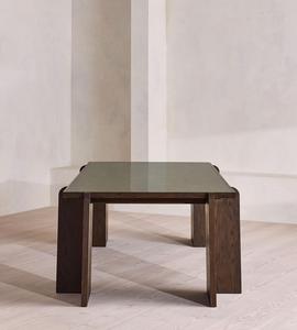 Custom Luxury <b>Solid</b> Oak Dining Set Rectangle Burl <b>Wood</b> Veneer <b>Table</b> & Curved Back Velvet Dining Armchairs For Home Dining Space - Product Image 4