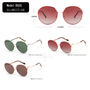 Gafas de sol redondas con montura completa, montura en oro rosa, lentes marrones, unisex, estilo retro para adultos, protección UV400 - Product Image 3