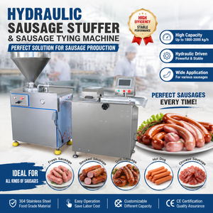 Máquina Hidráulica de Llenado y Atado de Salchichas de Acero Inoxidable 304 para la Producción de Chorizo Argentino y Brasileño - Product Image 1