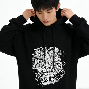 Sweat à capuche oversize en molleton 100 % coton de qualité supérieure, modèle <span class=keywords><strong>Spader</strong></span> 3D, avec impression en relief et logo. - Product Image 3