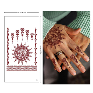 Autocollant de tatouage au henné blanc personnalisé, sûr pour les femmes et les enfants, art corporel temporaire, dentelle rouge, marron, noir, sexy, tendance, Mandela - Product Image 3
