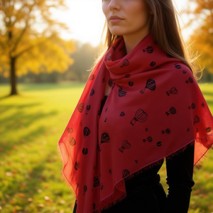 Sciarpa Lunga in Cotone TR con Stampa Mongolfiera 70x180cm, Accessorio di Moda per Donne - Product Image 3