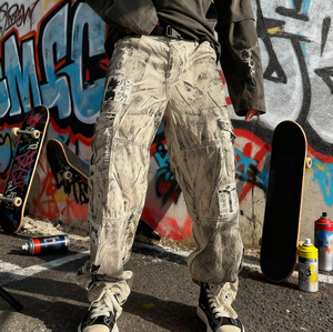<span class=keywords><strong>Pantalon</strong></span> de travail personnalisé pour hommes à jambes droites Parachute empilé de haute qualité Vintage Eco Friendly Digital Print Camouflage Street Hip Hop - Product Image 3