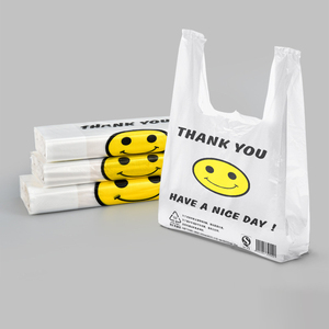 Smiley en plastique compostable fort visage biodégradable Vietnam nouvelle taille Standard violet grand sac à provisions de remerciement - Product Image 5