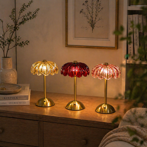 Lampada da Tavolo Moderna Senza Fili, Ricaricabile, LED, Vetro Rosso, Dimmerabile al Tocco, <span class=keywords><strong>a</strong></span> <span class=keywords><strong>Batteria</strong></span>, per Illuminazione d'Ambiente in Ristoranti e Bar - Product Image 5