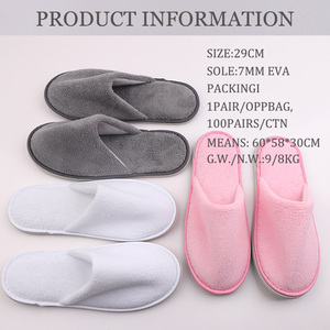 고급 일회용 코랄 벨벳 면 슬리퍼 호텔 여행 편의 시설을 위한 맞춤형 로고 공장 생산 - Product Image 3