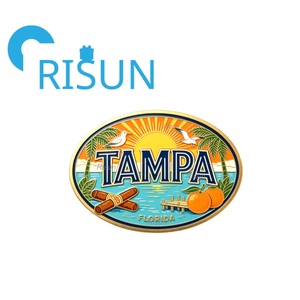 Al por mayor, personalizado, Pin de metal esmaltado de Tampa, estilo emblema, con diseño de sándwich cubano del Golfo de Florida y temática cultural pirata, recuerdo de viaje - Product Image 2
