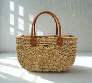 Hand Loomed Water Hyacinth <b>Bag</b> Dense Weave Texture Durable Lightweight Soft Vintage Style <b>Shoulder</b> <b>Strap</b> Large Capacity Shopping - Product Image 2