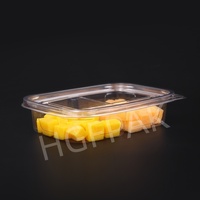Boîte d'emballage rectangulaire jetable en PET/RPET transparente à 2 compartiments de 35 oz avec couvercle pour salade de fruits