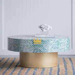 Mesa de Centro de Lujo Moderna Decorativa de Vietnam con Incrustaciones de Madreperla y Concha de Capiz, Diseño Redondo para Sala de Estar, Muebles para el Hogar - Product Image 3