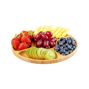 Plateau de service rond en bois Holiford, plateau à fruits en bois massif pour la maison, la cuisine et le salon - Product Image 1